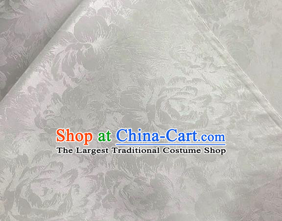 Asian Chinese Traditional Peony Pattern Design White Brocade Fabric Silk Fabric Chinese Fabric Asian Material