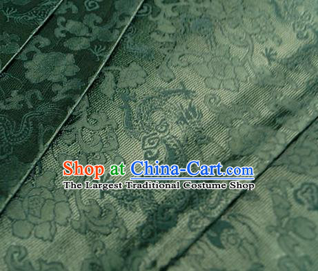 Asian Chinese Traditional Twine Dragon Pattern Design Green Brocade Fabric Silk Fabric Chinese Fabric Asian Material