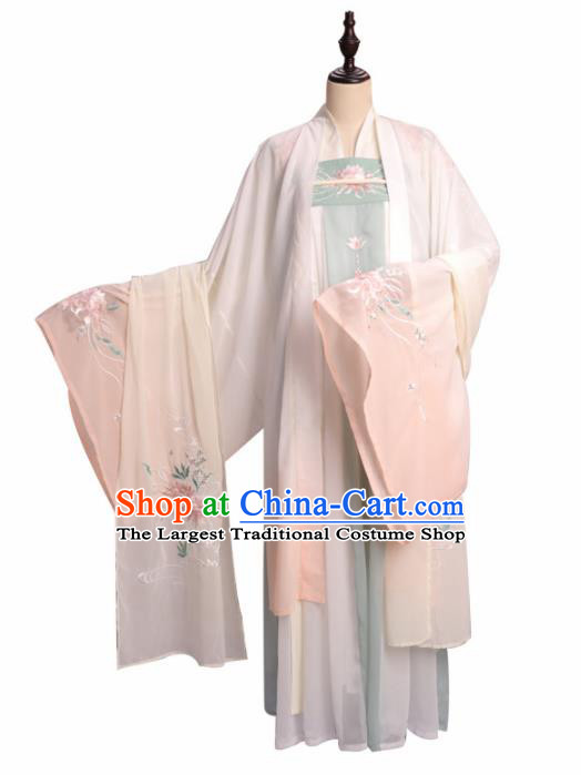 Traditional Chinese Tang Dynasty Palace Princess Hanfu Dress Ancient Court Embroidered Historical Costume for Women