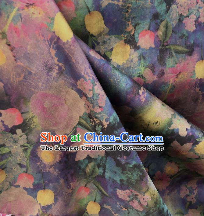 Chinese Traditional Pattern Design Purple Satin Watered Gauze Brocade Fabric Asian Silk Fabric Material