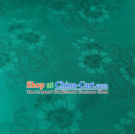 Chinese Traditional Cirrus Flowers Pattern Design Green Brocade Fabric Asian Silk Fabric Chinese Fabric Material