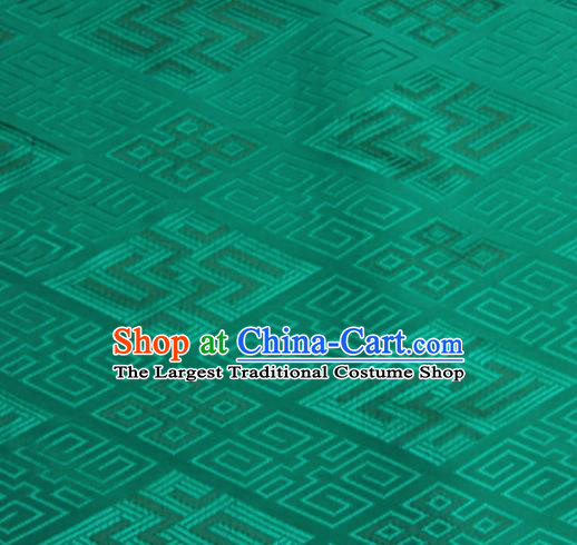 Chinese Traditional Rhombus Pattern Design Green Brocade Fabric Asian Silk Fabric Chinese Fabric Material