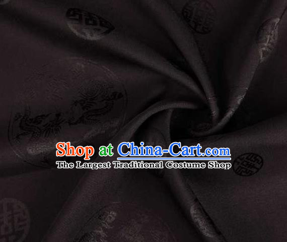 Chinese Classical Round Dragon Pattern Design Black Brocade Traditional Hanfu Silk Fabric Tang Suit Fabric Material