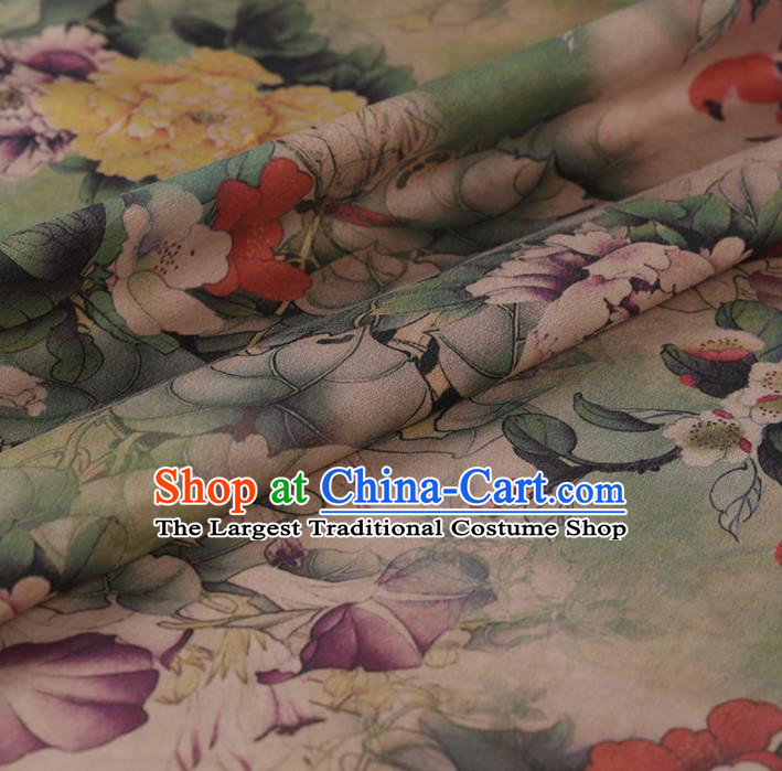 Chinese Traditional Peony Flowers Pattern Design Satin Watered Gauze Brocade Fabric Asian Silk Fabric Material