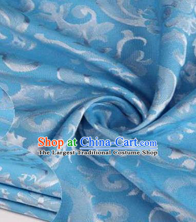 Chinese Classical Didymaotus Pattern Design Blue Brocade Traditional Hanfu Silk Fabric Tang Suit Fabric Material