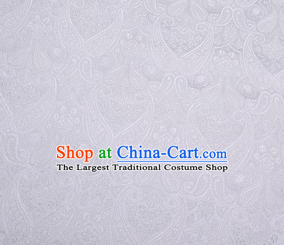 Chinese Classical Loquat Flower Pattern Design White Brocade Asian Traditional Hanfu Silk Fabric Tang Suit Fabric Material