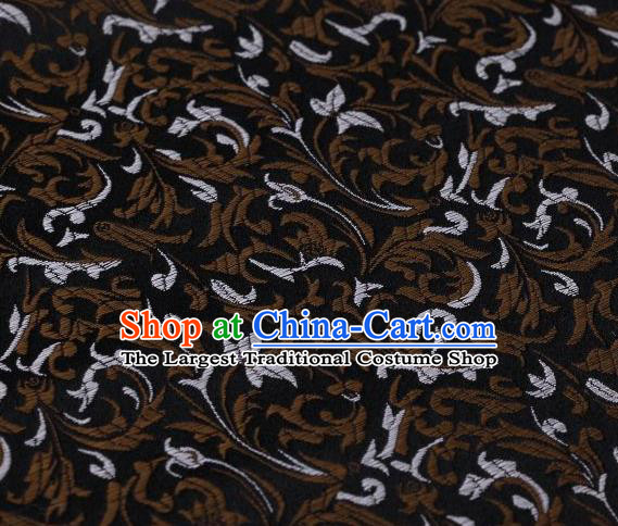 Chinese Classical Scroll Pattern Design Black Brocade Asian Traditional Hanfu Silk Fabric Tang Suit Fabric Material