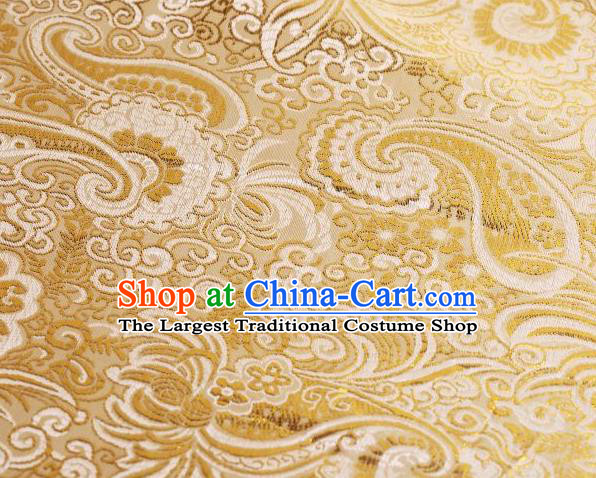 Chinese Classical Charonia Tritonis Pattern Design Light Golden Brocade Asian Traditional Hanfu Silk Fabric Tang Suit Fabric Material