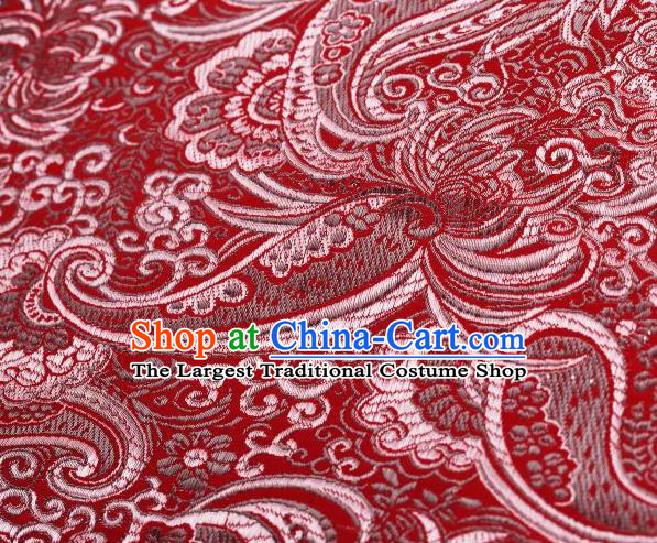 Chinese Classical Charonia Tritonis Pattern Design Red Brocade Asian Traditional Hanfu Silk Fabric Tang Suit Fabric Material