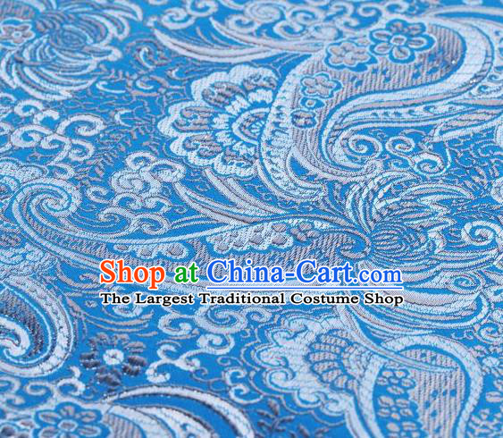 Chinese Classical Charonia Tritonis Pattern Design Light Blue Brocade Asian Traditional Hanfu Silk Fabric Tang Suit Fabric Material