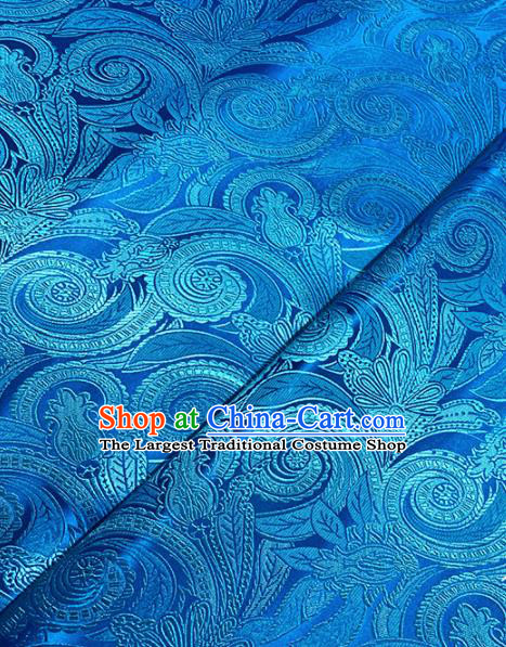 Chinese Classical Pattern Design Blue Brocade Asian Traditional Cheongsam Silk Fabric Tang Suit Fabric Material