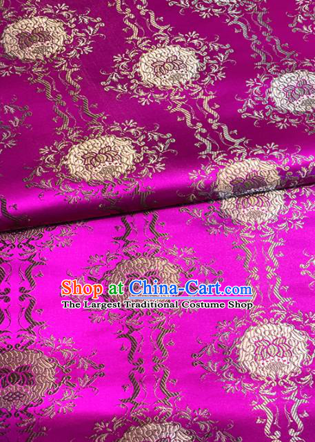 Chinese Classical Lotus Pattern Design Rosy Brocade Drapery Asian Traditional Cheongsam Silk Fabric Tang Suit Fabric Material