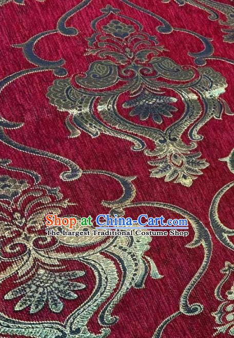 Chinese Classical Satin Traditional Pattern Design Purplish Red Brocade Drapery Asian Tang Suit Silk Fabric Material
