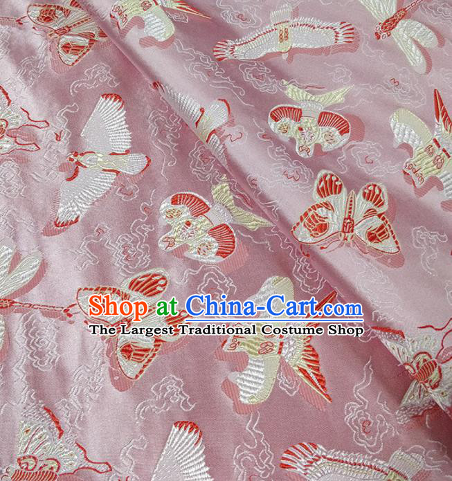 Traditional Chinese Classical Kites Pattern Design Fabric Pink Brocade Tang Suit Satin Drapery Asian Silk Material