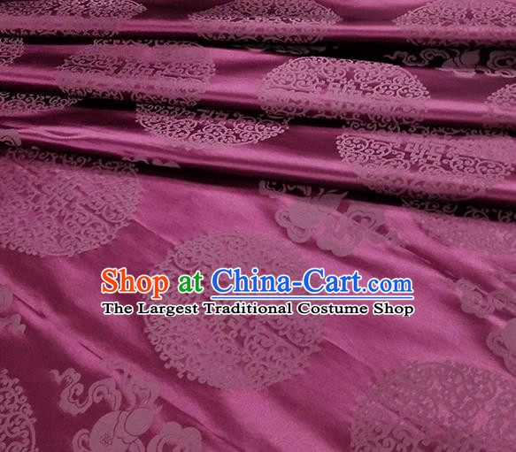 Traditional Chinese Classical Ribbon Cucurbit Pattern Design Fabric Purple Brocade Tang Suit Satin Drapery Asian Silk Material