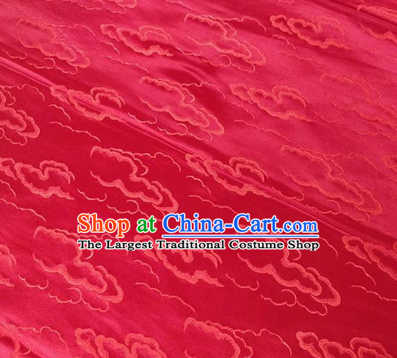 Traditional Chinese Classical Auspicious Clouds Pattern Design Fabric Red Brocade Tang Suit Satin Drapery Asian Silk Material