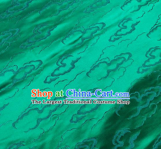 Traditional Chinese Classical Auspicious Clouds Pattern Design Fabric Green Brocade Tang Suit Satin Drapery Asian Silk Material