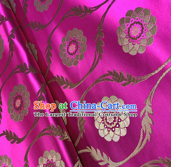 Chinese Traditional Lotus Pattern Design Rosy Brocade Classical Satin Drapery Asian Tang Suit Silk Fabric Material