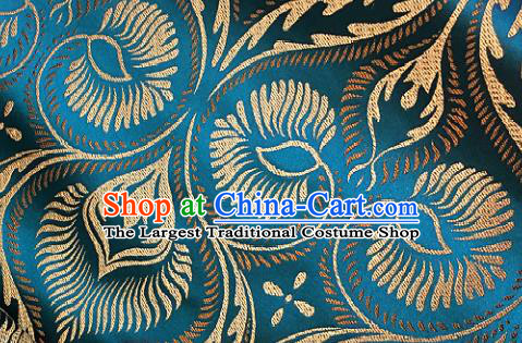 Traditional Chinese Blue Brocade Classical Pattern Design Satin Drapery Asian Tang Suit Silk Fabric Material