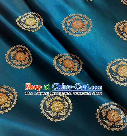 Traditional Chinese Tang Suit Fabric Peacock Blue Brocade Classical Pattern Design Satin Drapery Asian Silk Material