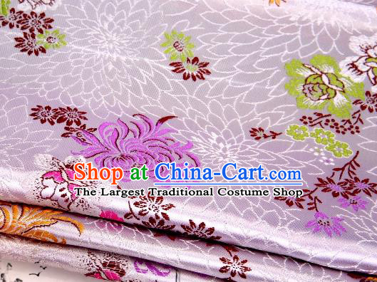 Asian Chinese Classical Peony Chrysanthemum Pattern Design Pink Satin Fabric Brocade Traditional Drapery Silk Material