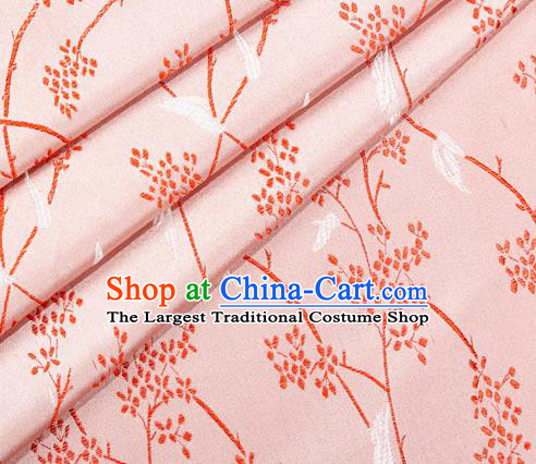 Asian Japanese Kimono Fabric Classical Pattern Design Light Pink Brocade Traditional Drapery Silk Material