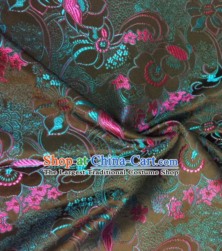Chinese Classical Fish Lotus Pattern Design Satin Fabric Brocade Asian Traditional Drapery Silk Material