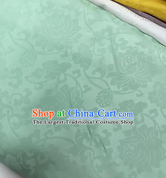 Chinese Tang Suit Green Brocade Classical Lotus Pattern Design Satin Fabric Asian Traditional Drapery Silk Material