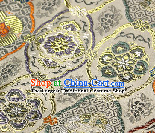 Asian Japanese Kimono Satin Fabric Classical Pattern Design Golden Brocade Damask Traditional Drapery Silk Material