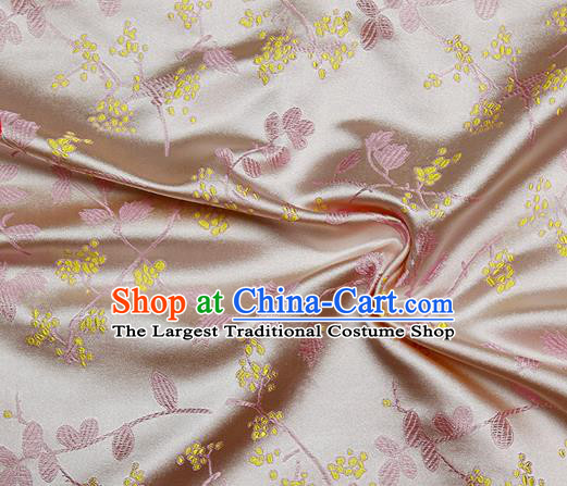Chinese Classical Floral Pattern Design Pink Satin Fabric Brocade Asian Traditional Drapery Silk Material