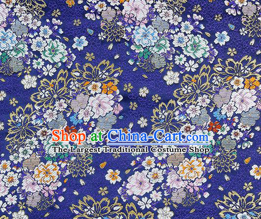 Chinese Classical Royal Pattern Design Royalblue Satin Fabric Brocade Asian Traditional Drapery Silk Material