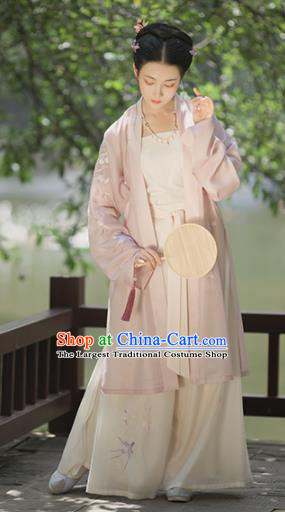 Asian Chinese Ancient Nobility Lady Embroidered Hanfu Dress Traditional Song Dynasty Historical Costume for Women