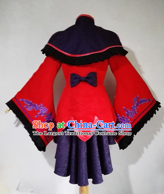Chinese Traditional Cosplay Female Knight Red Costume Ancient Swordsman Taoist Nun Dress for Women