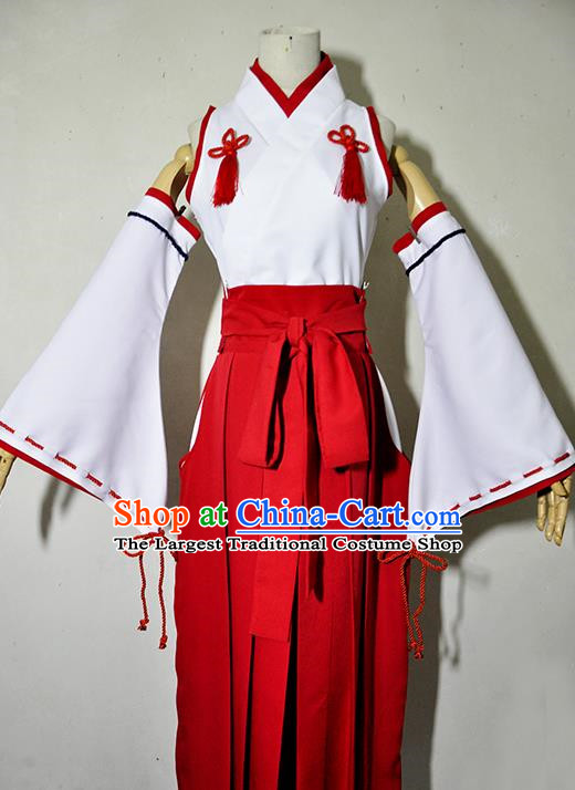 Top Grade Cosplay Assassin Witch Costume Ancient Female Swordsman Red Dress for Women