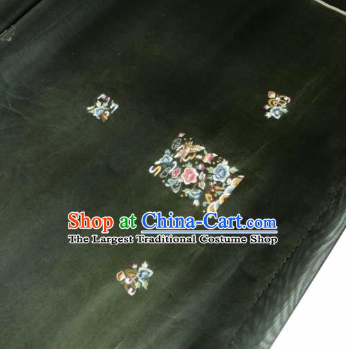 Traditional Chinese Embroidered Peony Black Silk Fabric Classical Pattern Design Brocade Fabric Asian Satin Material