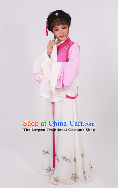 Chinese Traditional Peking Opera Young Lady Rosy Dress Ancient Maidservants Embroidered Costume for Women