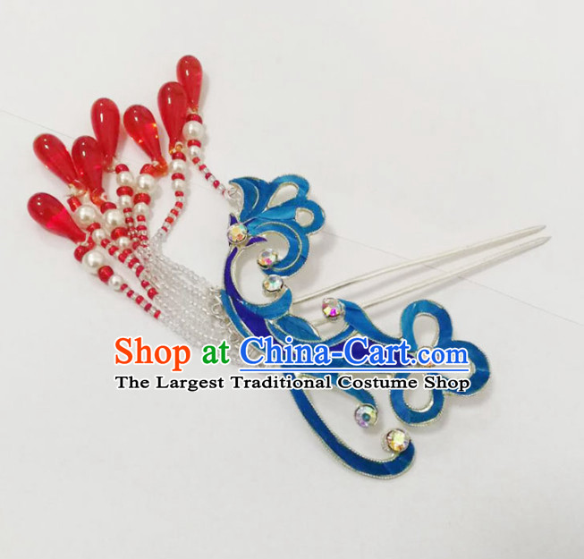 Chinese Ancient Queen Pearls Tassel Hairpins Traditional Beijing Opera Hair Accessories for Women