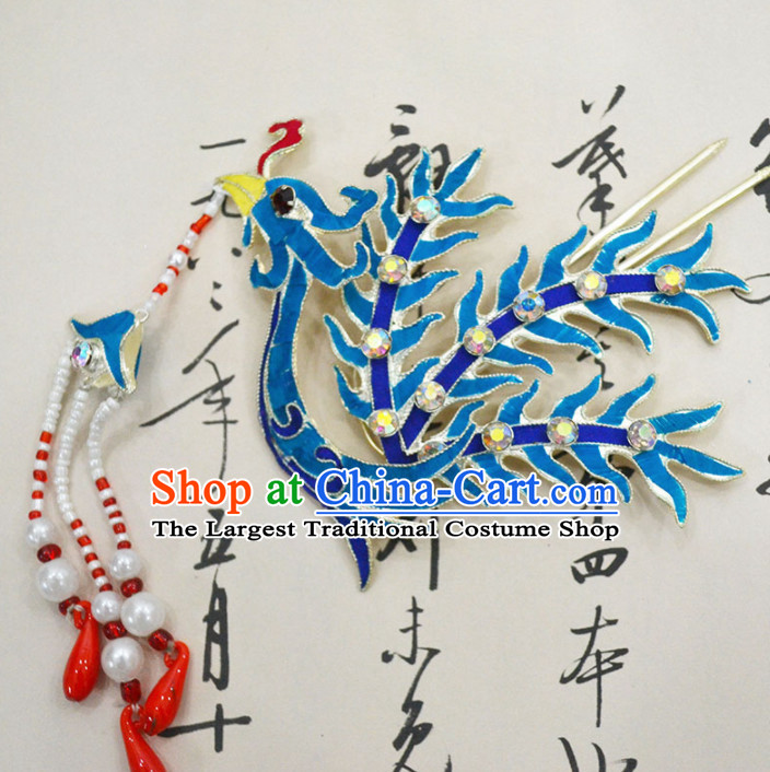 Chinese Ancient Princess Hairpins Palace Phoenix Tassel Hair Clip Traditional Beijing Opera Diva Court Hair Accessories for Adults