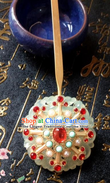 Chinese Ancient Princess Jade Hairpins Traditional Hanfu Palace Wedding Hair Accessories for Women