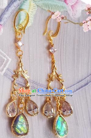 Chinese Ancient Palace Princess Golden Earrings Traditional Hanfu Jewelry Accessories for Women