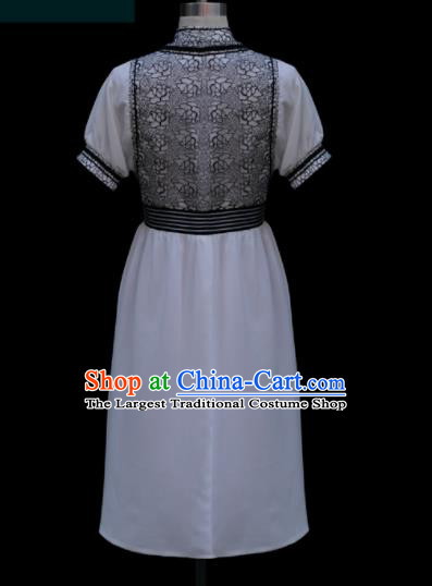 Traditional Chinese Mongol Ethnic White Dress Mongolian Minority Folk Dance Clothing for Kids
