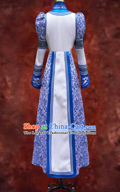 Traditional Chinese Mongol Ethnic National Dress Mongolian Minority Folk Dance Costume for Women