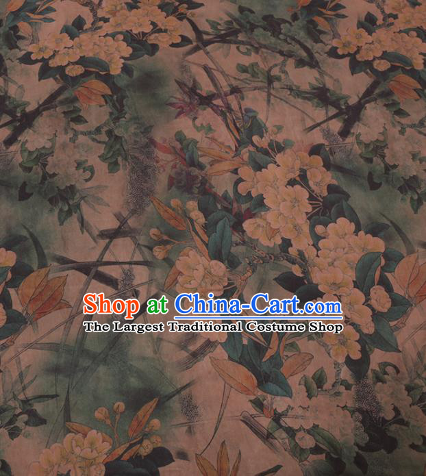 Traditional Chinese Classical Pear Flowers Pattern Design Gambiered Guangdong Gauze Asian Brocade Silk Fabric