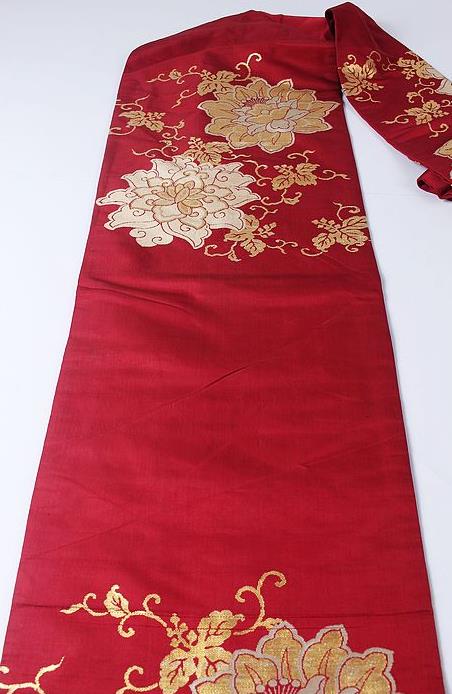Japanese Ceremony Kimono Classical Lotus Pattern Wine Red Belt Asian Japan Traditional Yukata Waistband for Women