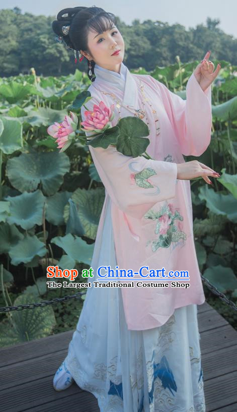Chinese Ancient Ming Dynasty Princess Hanfu Dress Traditional Embroidered Replica Costume for Women
