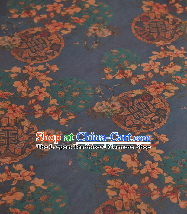Chinese Traditional Dragon Phoenix Pattern Design Navy Gambiered Guangdong Gauze Asian Brocade Silk Fabric