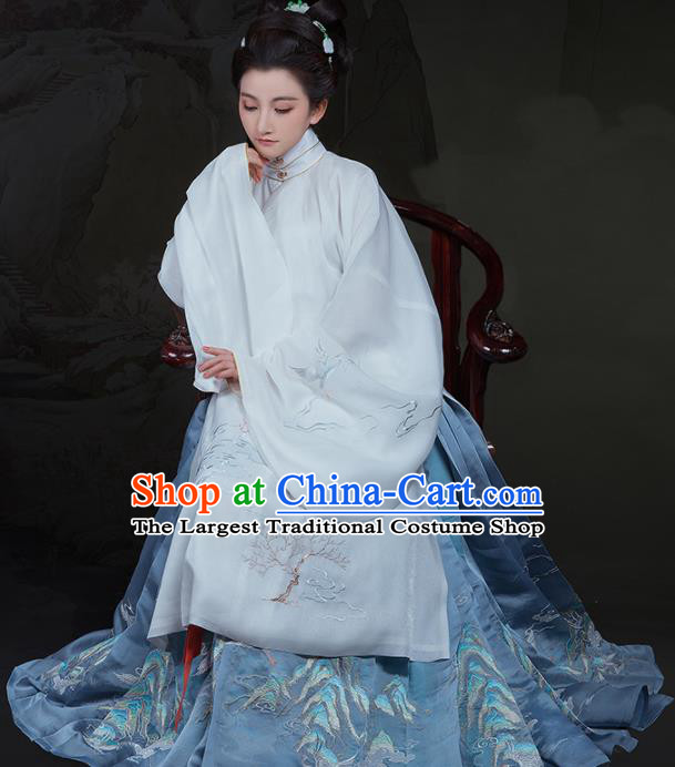 Chinese Ancient Ming Dynasty Nobility Dowager Hanfu Dress Traditional Court Countess Embroidered Replica Costume for Women
