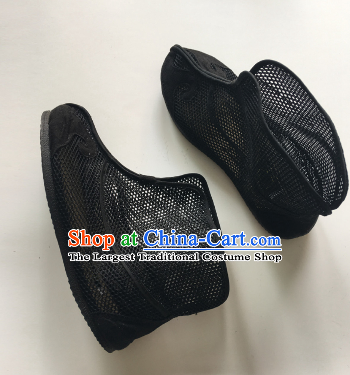Ancient Chinese Style Mesh Black Boots for Men