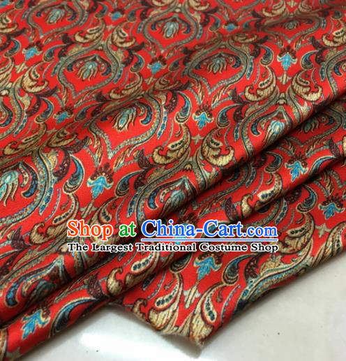 Asian Chinese Classical Pattern Red Brocade Satin Drapery Traditional Cheongsam Brocade Silk Fabric