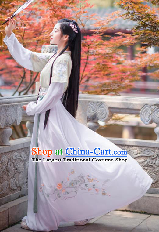 Chinese Ancient Rich Lady Embroidered Hanfu Dress Antique Traditional Song Dynasty Nobility Historical Costume for Women